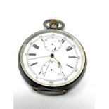 Antique silver centre second chronograph pocket watch the watch is ticking centre second will tick