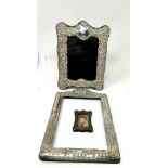 3 silver picture frames 2 in need of restoration largest measures approx 20cm by 15cm