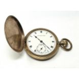 Antique gold plated full hunter thos russell & sons premier open face pocket watch the watch is