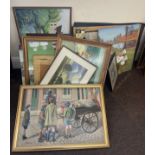 Large selection of framed paintings mostly by J.J Abraham, there are approximately 30+