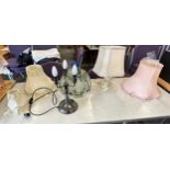 Large selection of vintage and later lamps and lamp shades