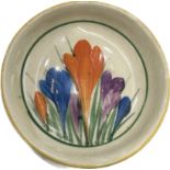 Clarice Cliff Crocus hand painted pin tray diameter approx 3 inch