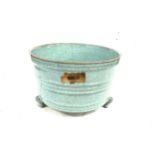 Vintage Chinese pottery 3 legged planter measures approx 4.5 inches tall 7 inches diameter