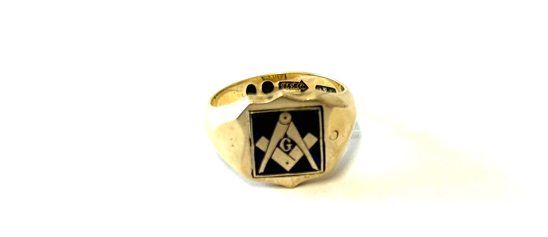 Vintage 9ct gold masonic enamel swivel signet ring, weight approximately 5.6grams, ring size L, - Image 6 of 6