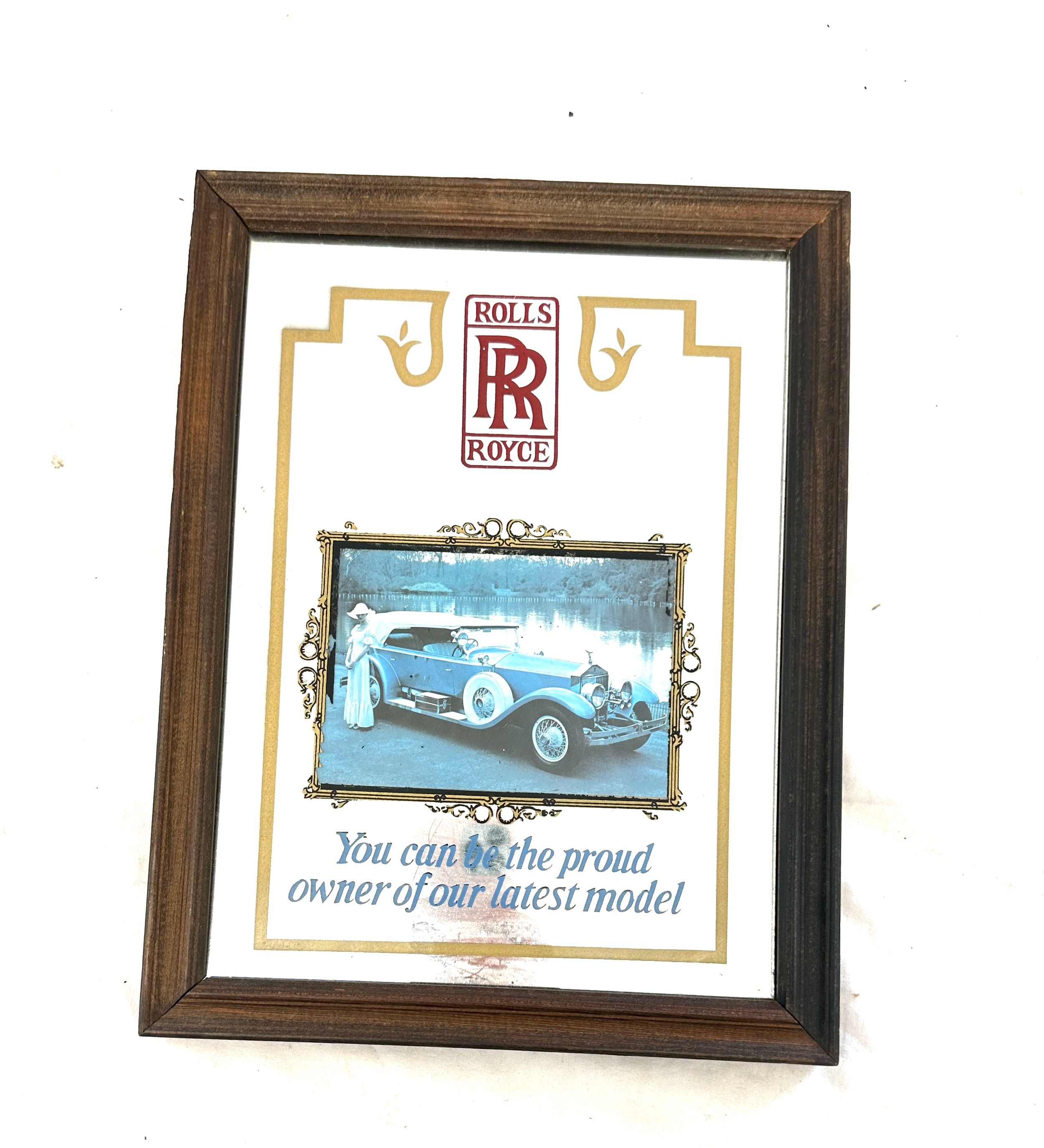 Framed advertising Rolls mirror, measures approximately 13.5 inches by 10 inches - Image 4 of 5