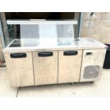 Electric stainless steel fridge / cooling counter, working order, approximate measurements: Height