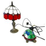 Two Tiffany style lamps includes a Tortoise, both in working order