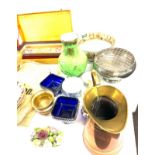 Selection of miscellaneous includes brass ware, pottery, plates, vases, jugs etc