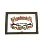 Framed Advertising Winchester mirror, measures approx 13 inches by 9.5 inches