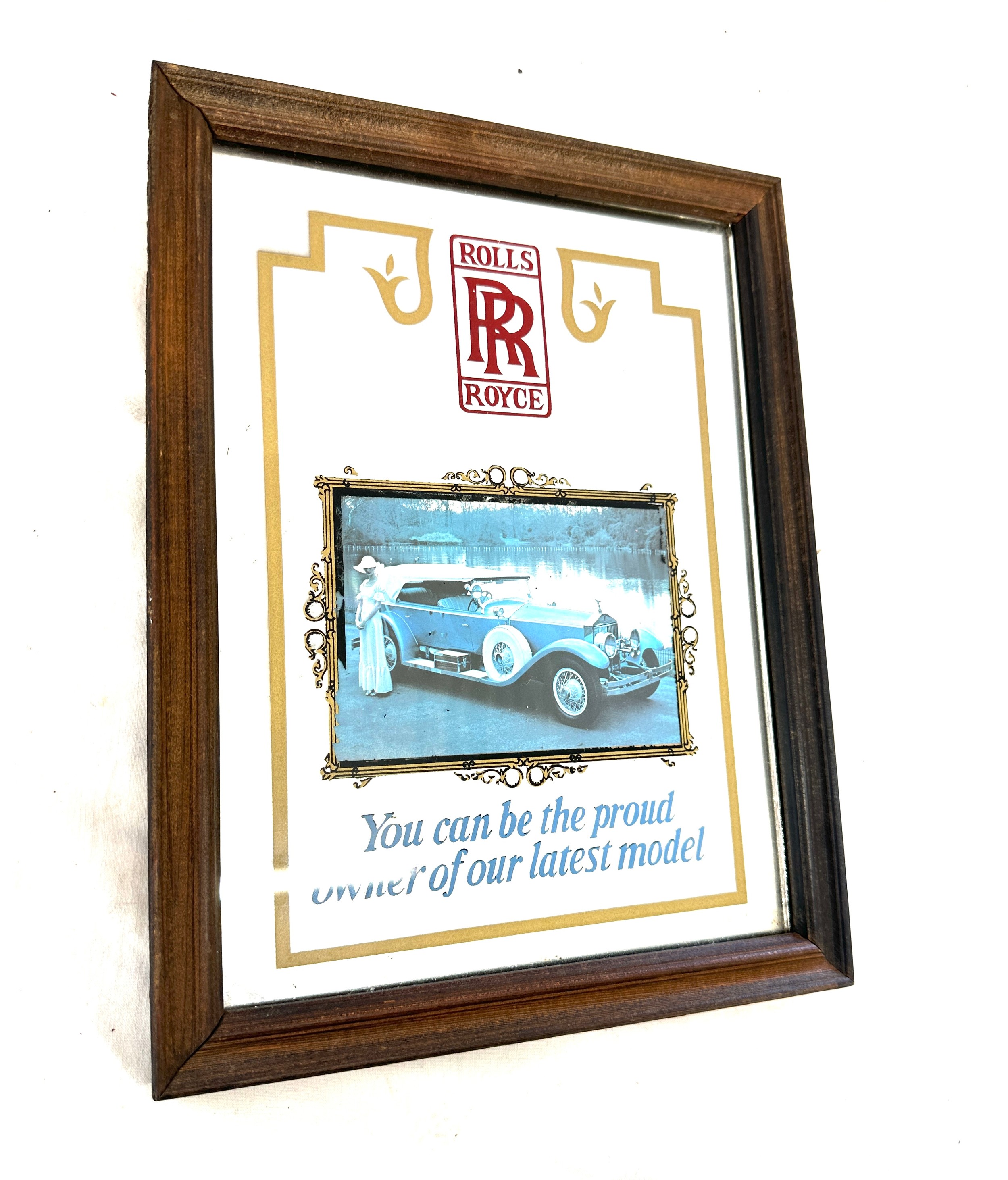 Framed advertising Rolls mirror, measures approximately 13.5 inches by 10 inches - Image 5 of 5