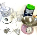 Selection of kitchenalia to include Murphy Richards blender, scales etc