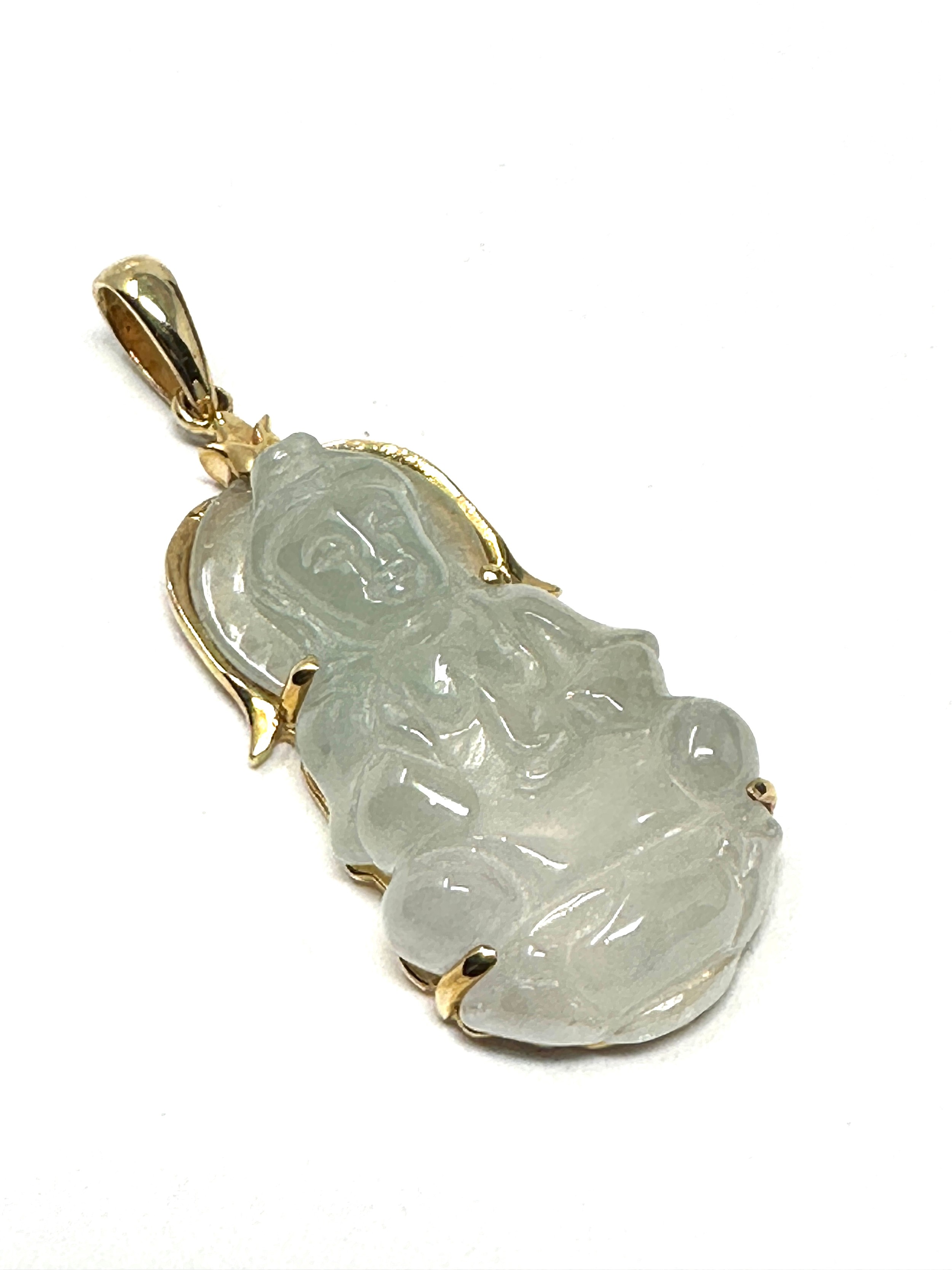 18ct gold vintage jade buddha pendant (7.1g)