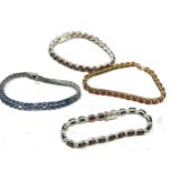 4 X .925 Tennis Style Bracelets Including Tanzanite (64g)