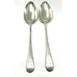 2 antique georgian silver table spoons London silver hallmarks