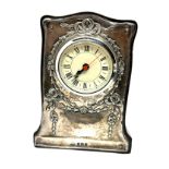 Silver fronted quartz dressing table clock easel back 107mm x 145mm