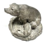 hallmarked sterling silver model of a pig and piglets filled measures approx 9cm by height 8cm