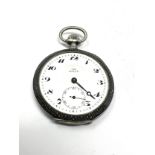 Antique silver niello pocket watch case & dial in good condition missing hour hand the watch is