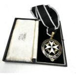 Boxed silver masonic Knights of Malta great priory collar jewel