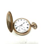 Antique gold plated full hunter pocket watch the watch is ticking