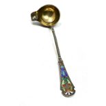 Antique silver & enamel sauce ladle measures approx 14.5cm