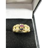 18ct gold diamond, ruby & sapphire dress ring (2.2g)
