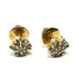18ct yellow gold vintage diamond screw back earrings (3.5g)