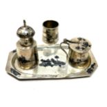 Vintage silver niello cruet set