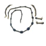 3 x 9ct yellow gold vintage kyanite tennis necklaces, as seen missing 1 stone (37.8g)