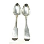 2 antique georgian scottish silver table spoons