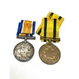 ww1 T.F.W.M & War medal to 1755 pte j hustwit west york reg