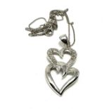 9ct white gold diamond heart pendant necklace (2g)
