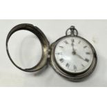 Antique silver pair case fusee verge pocket watch the watch is not ticking