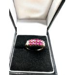 9ct gold diamond & ruby two row ring (2.3g)