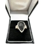 9ct gold diamond and black diamond teardrop dress ring (3.4g)