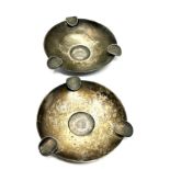 2 silver coin set ashtrays measure approx 10cm dia