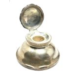 large silver desk inkwell measures approx 11cm dia Birmingham silver hallmarks