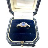 9ct gold vintage diamond & tanzanite dress ring (2.7g)