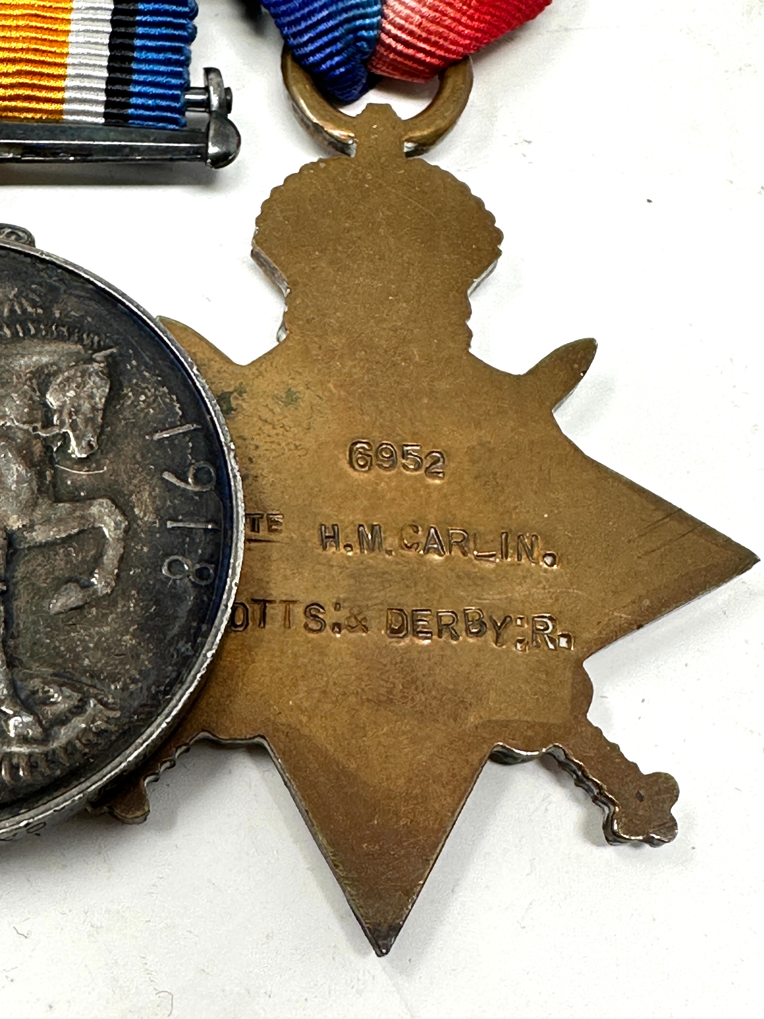 ww1 -ww2 mounted medal group to 240865 sjt m carlin notts & derby star named 6952 pte h.m carlin - Image 3 of 4