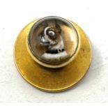 Antique 15ct gold Essex crystal the dog crystal button stud measures approx 9mm dia the gold stud
