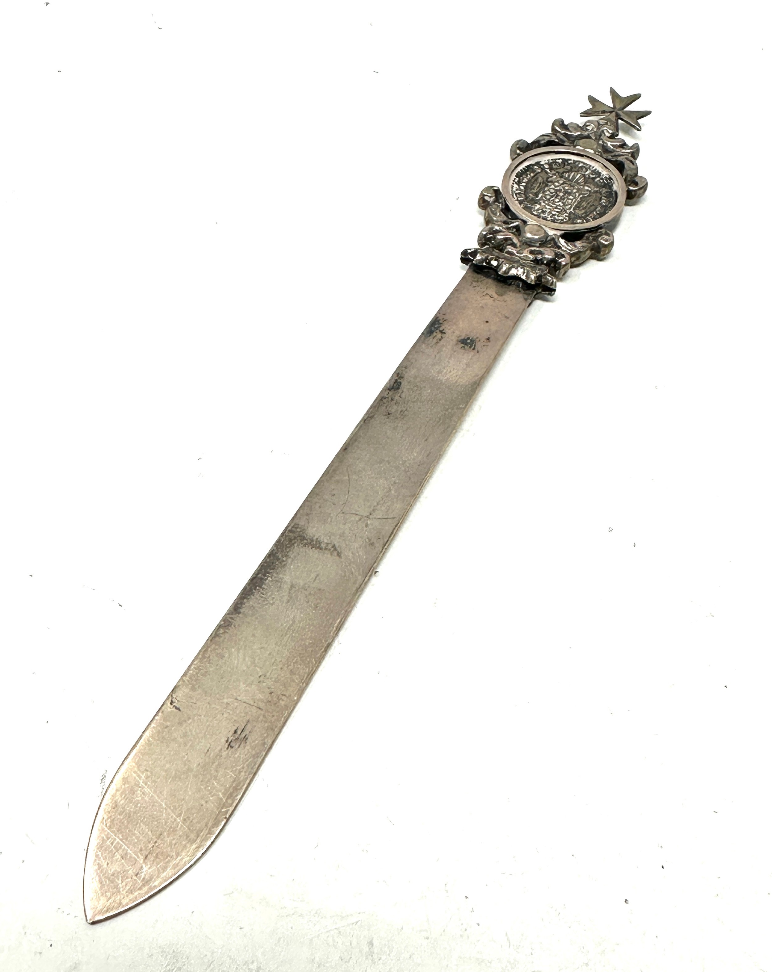 silver letter opener measures approx 18cm long