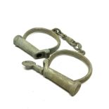 Vintage handcuffs with key & police or fire whistle
