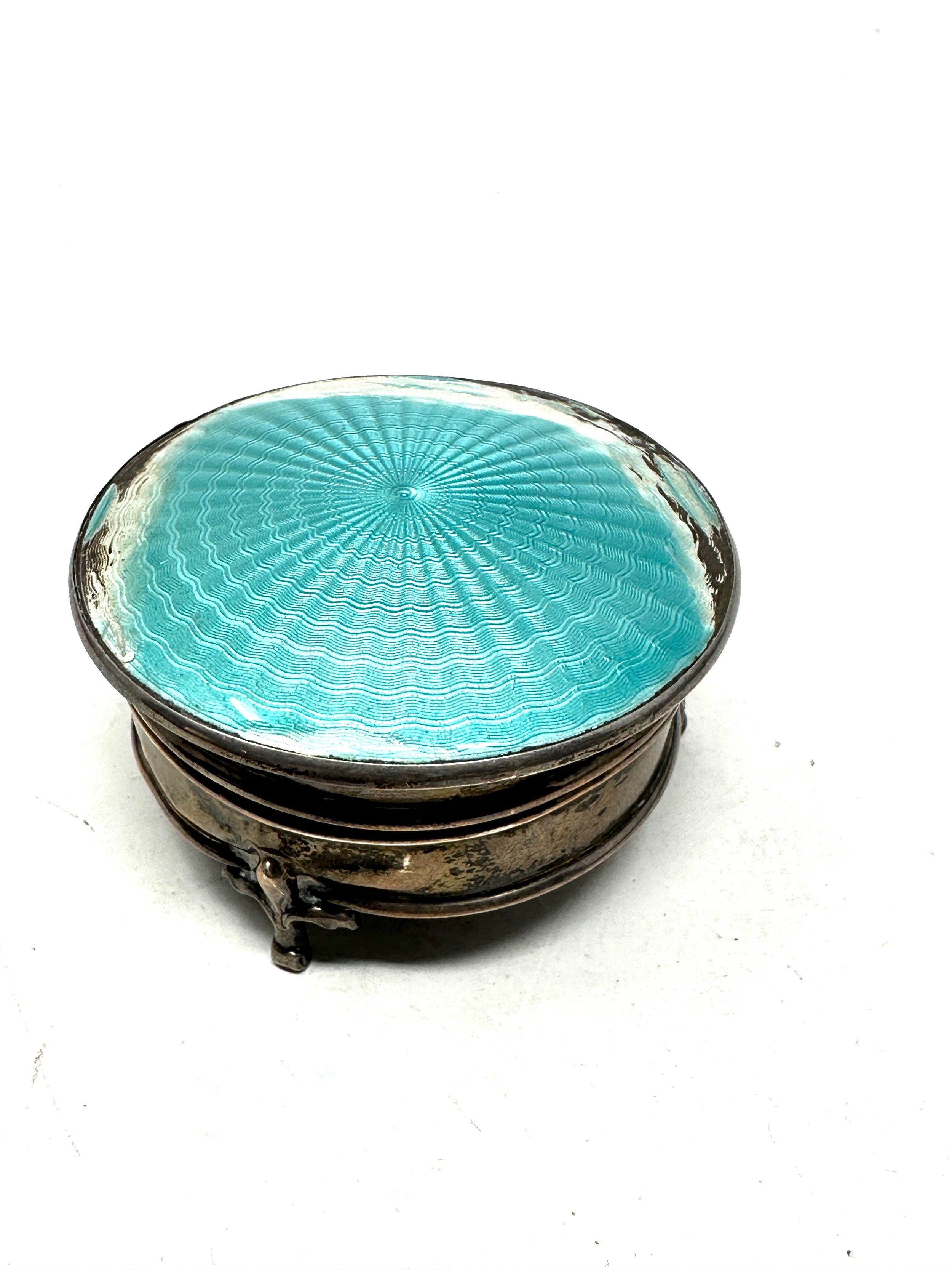 antique silver & enamel ring box wear to enamel - Image 2 of 4