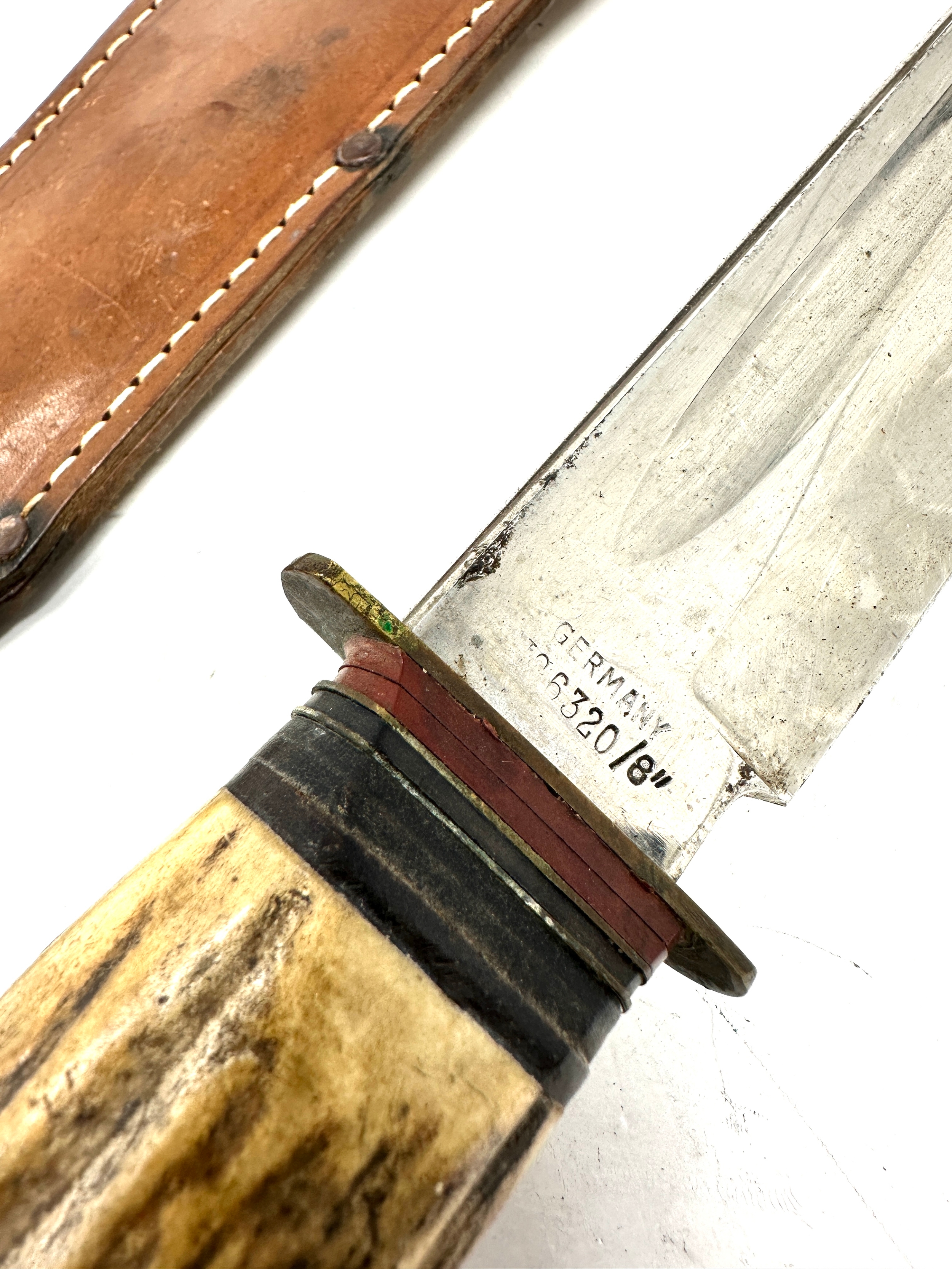 Vintage Puma solingen Bowie knife & leather scabbard - Image 5 of 6