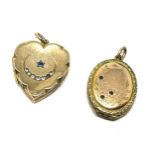 2 x 9ct back & front gold antique lockets (9.9g)