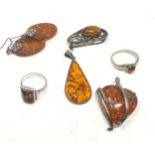 6 X .925 Amber Set Jewellery (42g)