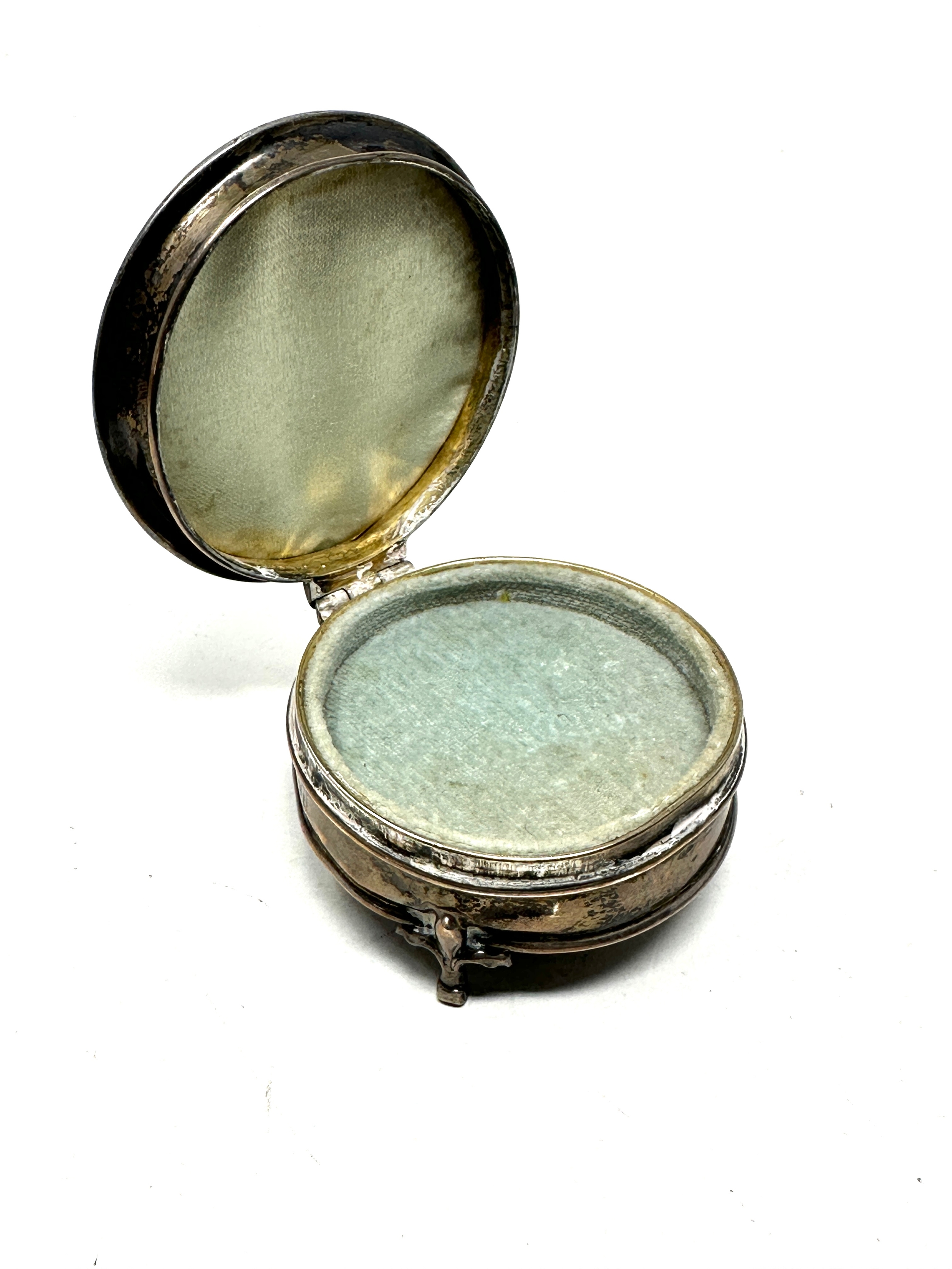 antique silver & enamel ring box wear to enamel