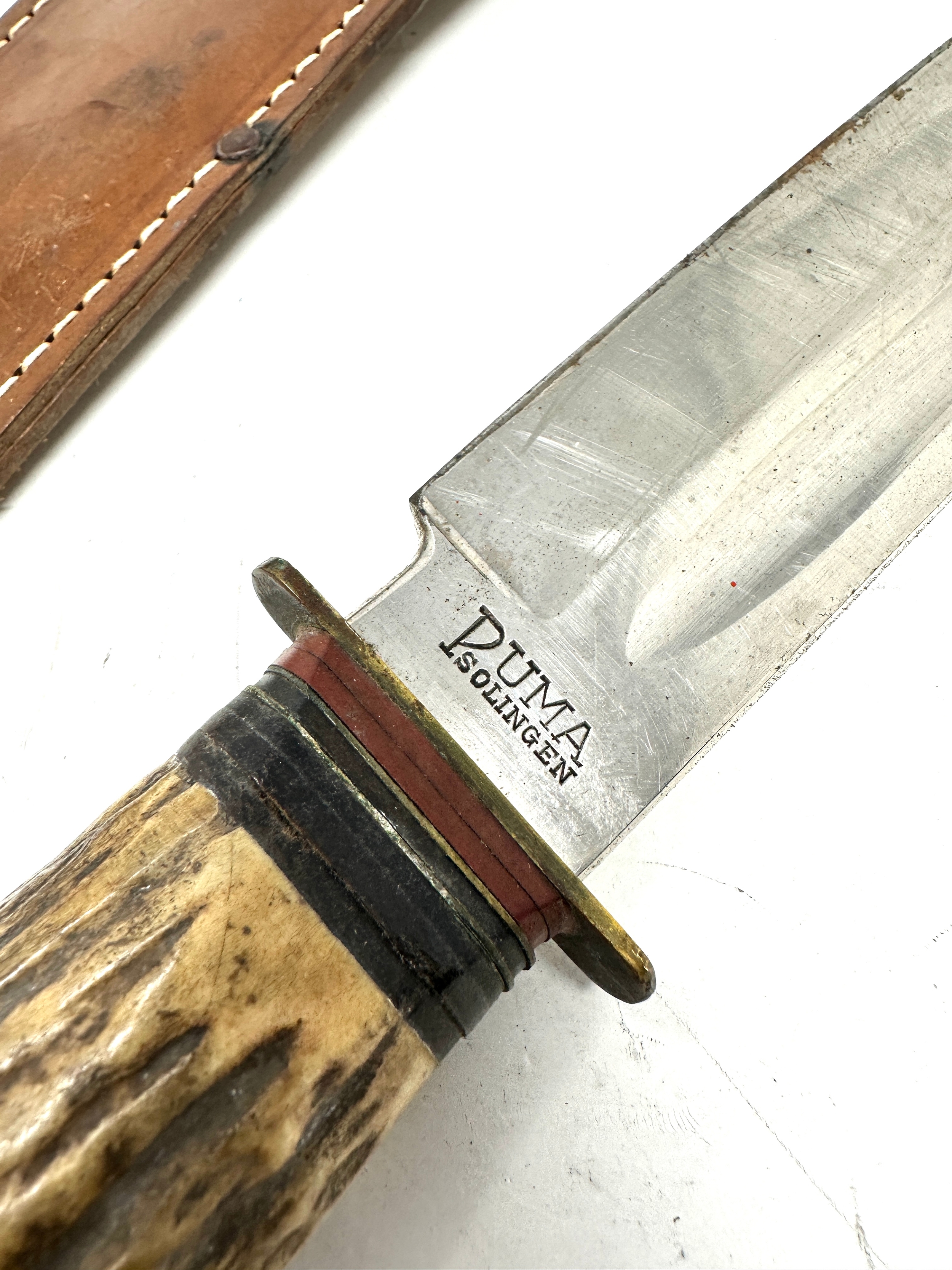 Vintage Puma solingen Bowie knife & leather scabbard - Image 4 of 6