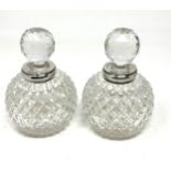 Pair of sampson mordan silver mounted & cut glass perfume bottles measure approx height 17cm