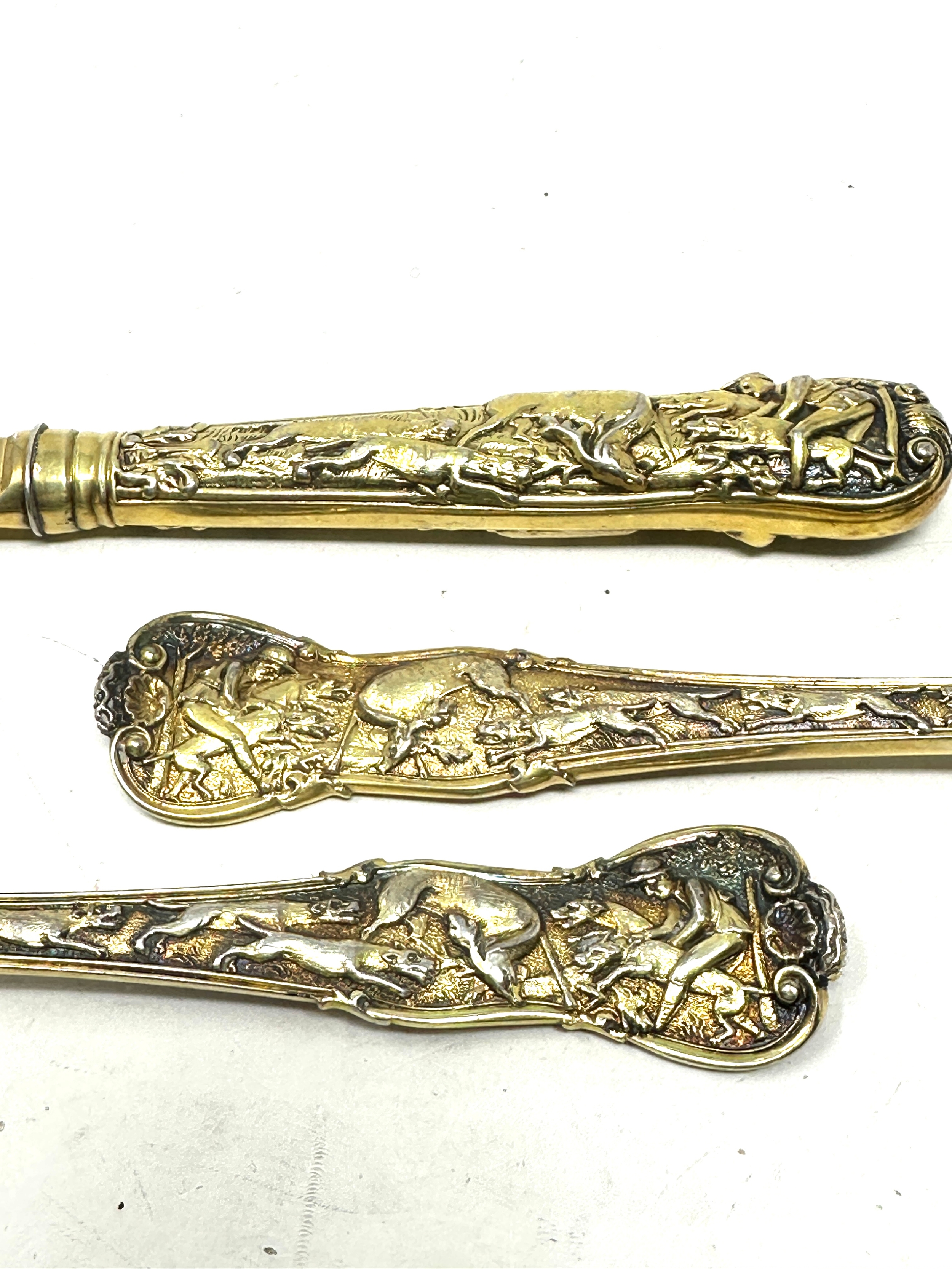 Antique georgian silver ornate embossed knife fork & spoon London silver hallmarks - Image 3 of 4