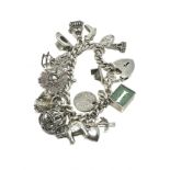 .925 Vintage Charm Bracelet With Assorted Charms (70g)